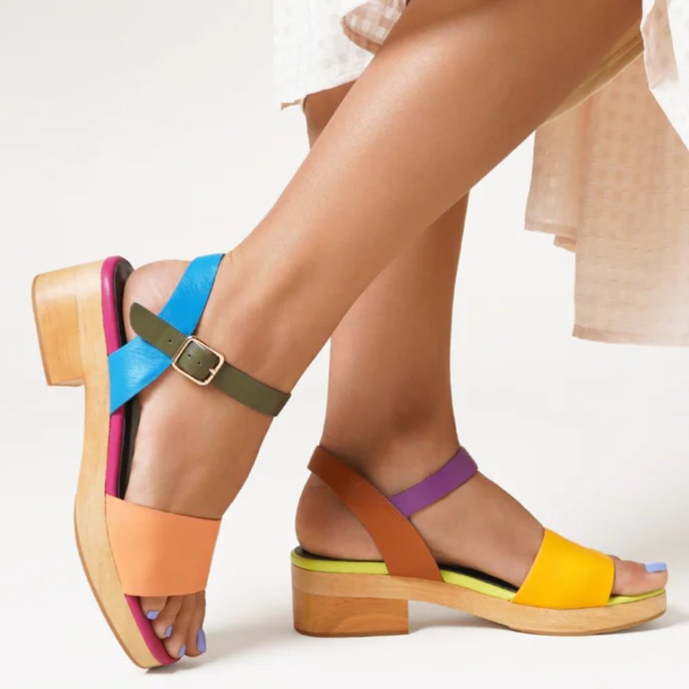 Charlotte Stone Allie Nassau multi-color low block heel